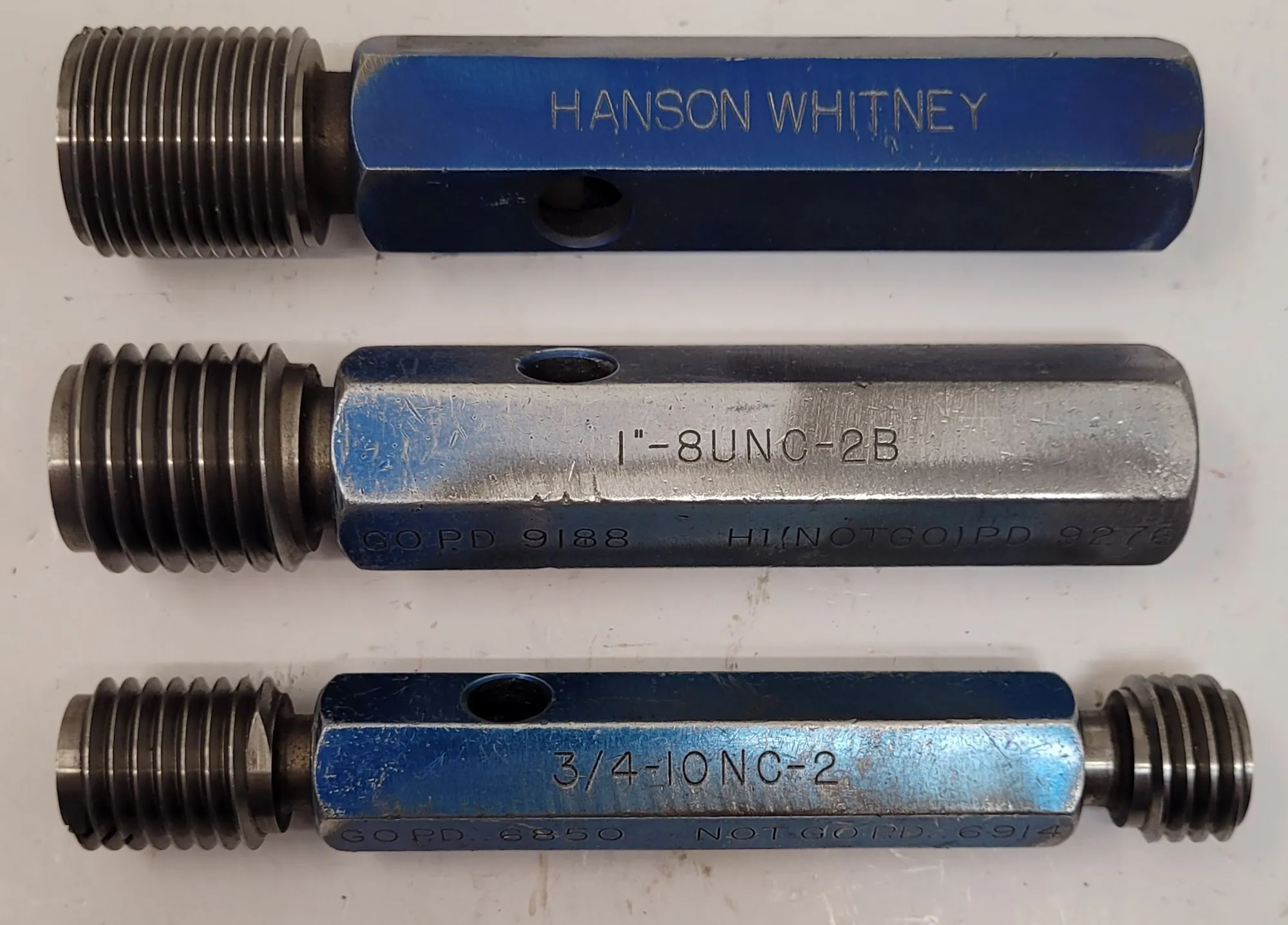 Hanson & Whitney, Go/No Go plug gauges, LOT of 3, various sizes