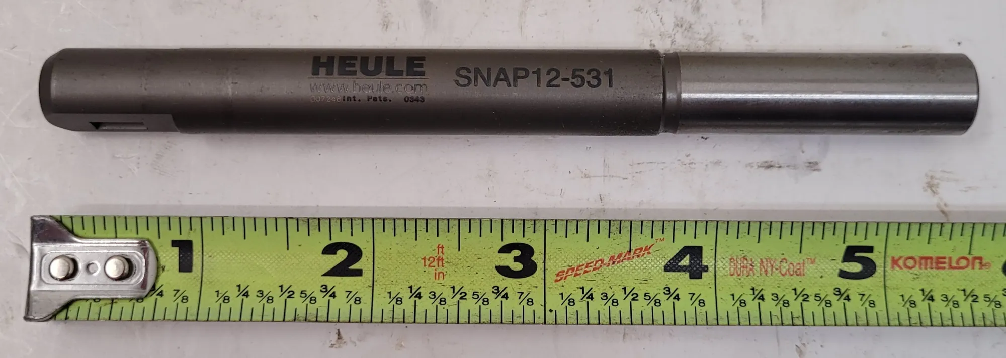Heule #SNAP12-531, chamfering tool, 13.5 mm min. diameter, 1/2" shank, 5.51" OAL