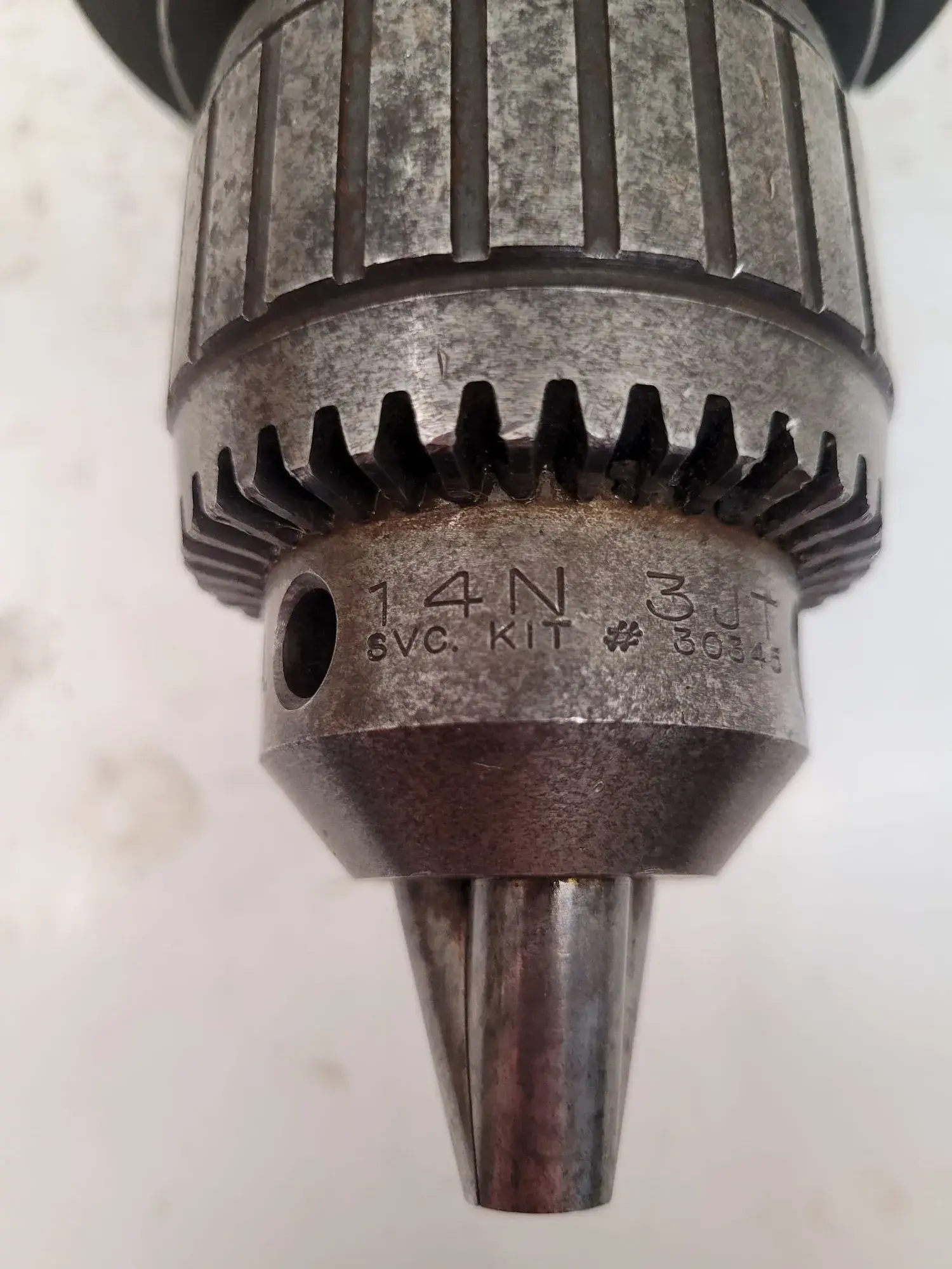 Jacobs #14N, ball bearing drill chuck, 0-1/2" capacity, 3JT, w/CAT 50 holder (2 available)