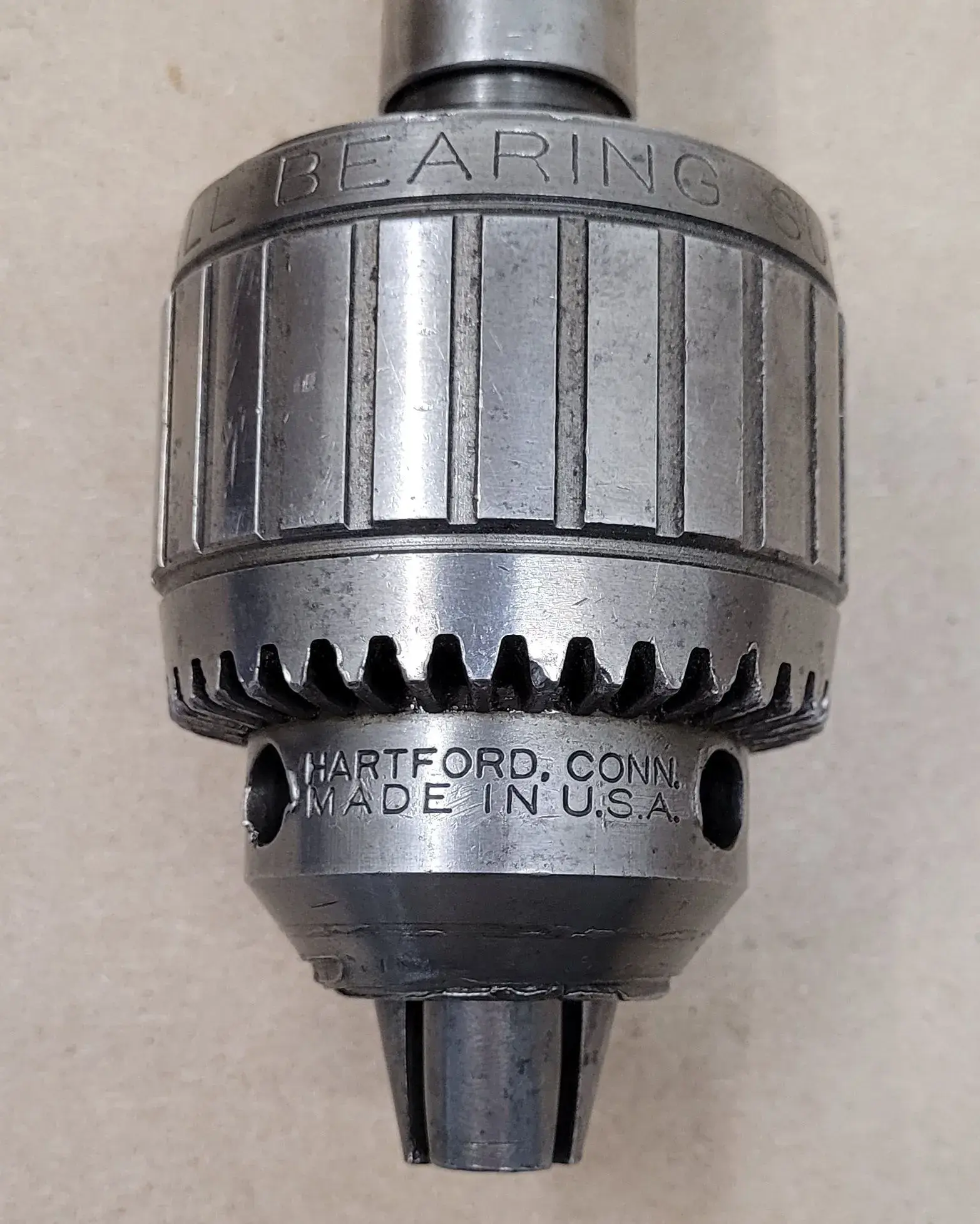 Jacobs #14N, ball bearing super chuck, 0-1/2" capacity, w/AO303 arbor, 3MT/3JT, K3 key