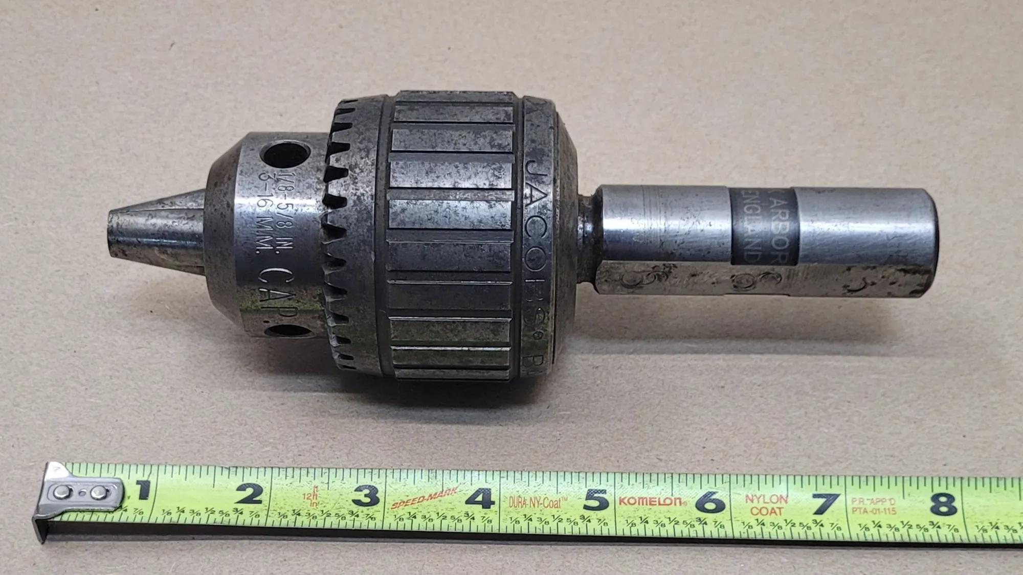 Jacobs #16N, drill chuck, 1/8" - 5/8" (3-16 mm) capacity, 1" arbor