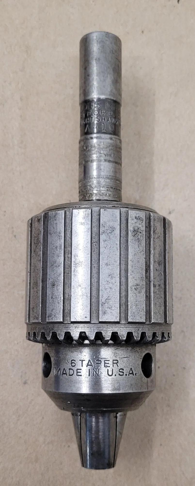 Jacobs #34, drill chuck, 0-1/2" capacity, A4106 5/8" straight shank arbor, K3 key (2 available)