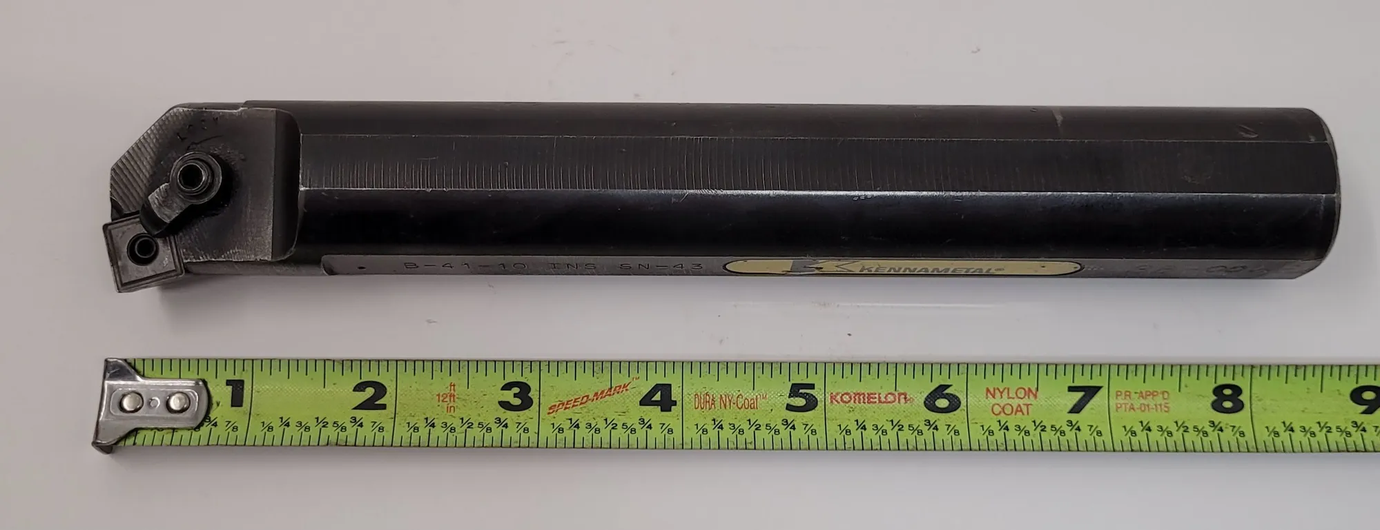 Kennametal #B-41-10, boring bar, 1.25" shank diameter, 8.5" OAL, w/SN-43 insert