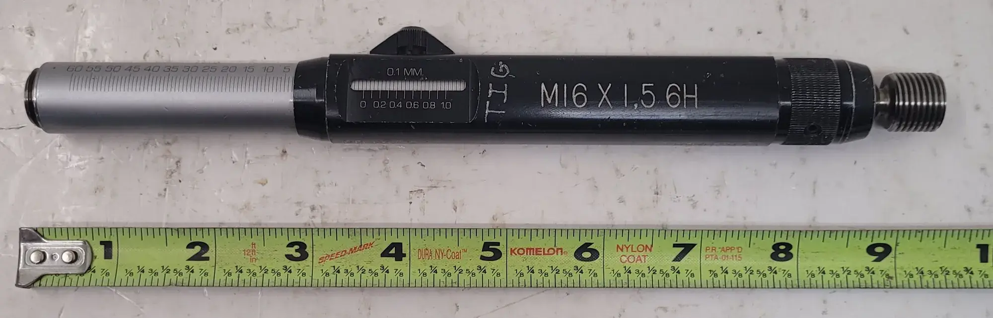 Leitech, thread/depth plug gage, M16 x 1.5-6H, Go/No Go, 15.026/15.216 mm PD
