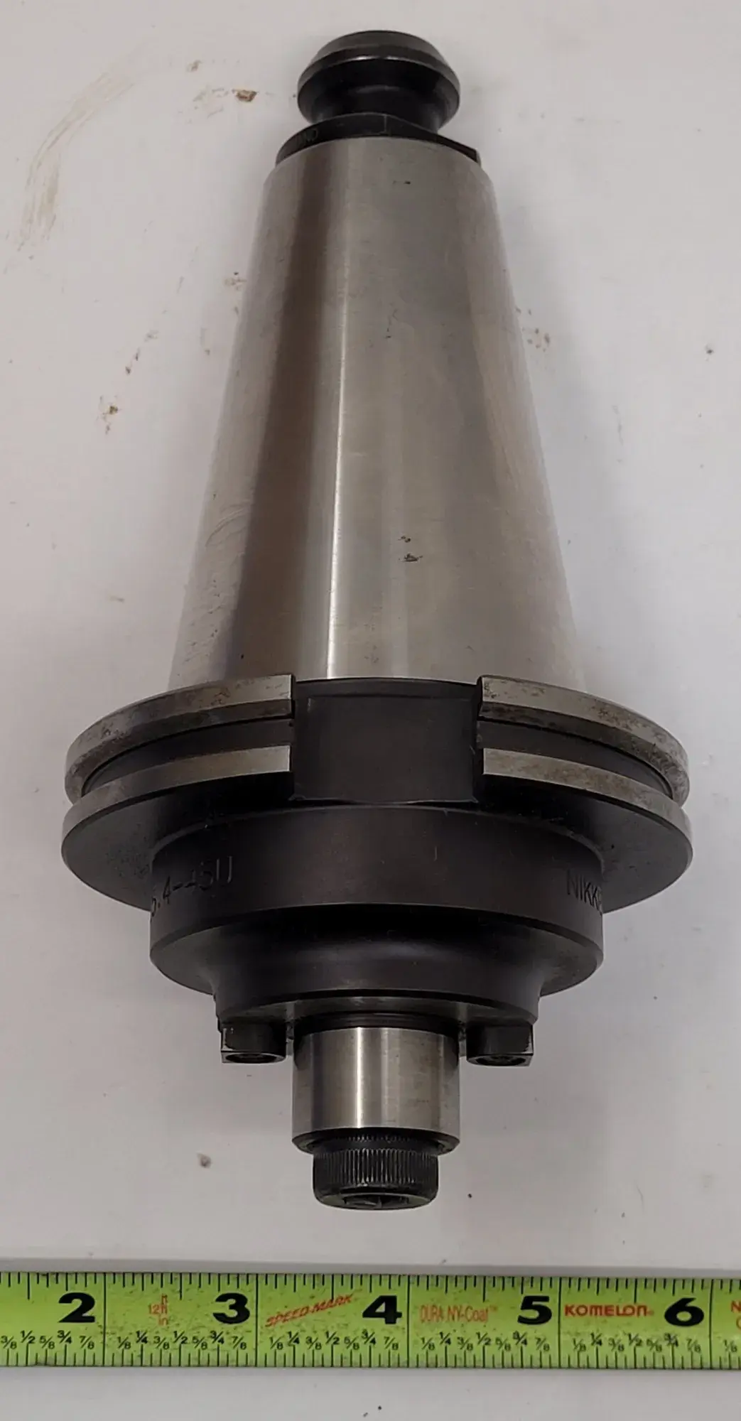 Nikken #CAT50-FMD25.4-45U, CAT 50 shell mill holder, 1" pilot, 3/8" key, 45 mm projection, 7" OAL