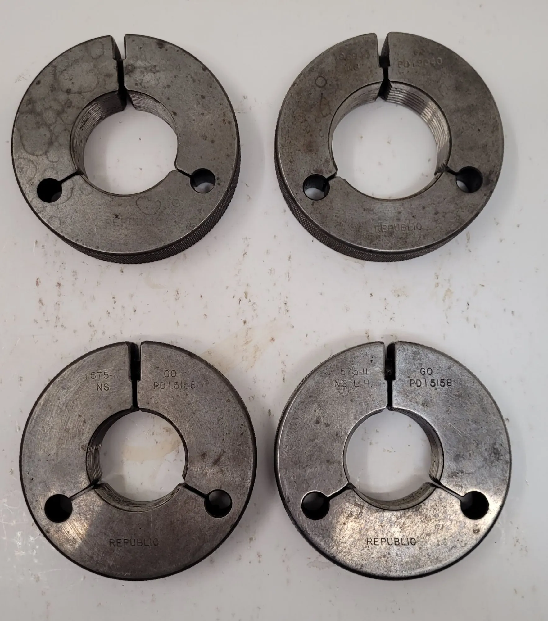 Republic-Lagun, thread ring gauges, Go, LOT of 4, various sizes
