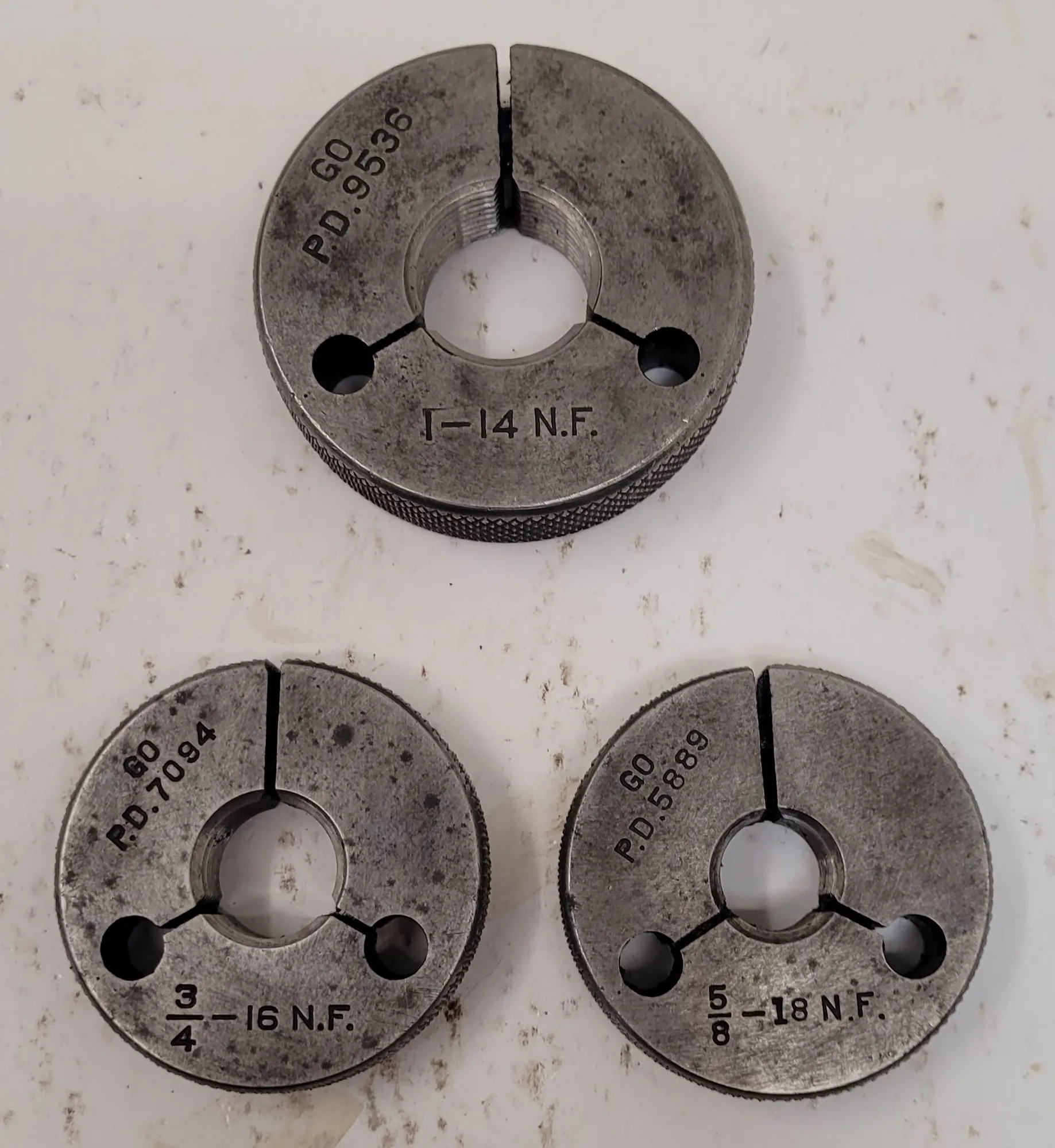 Taft-Peirce, thread ring gauges, LOT of 3, various sizes
