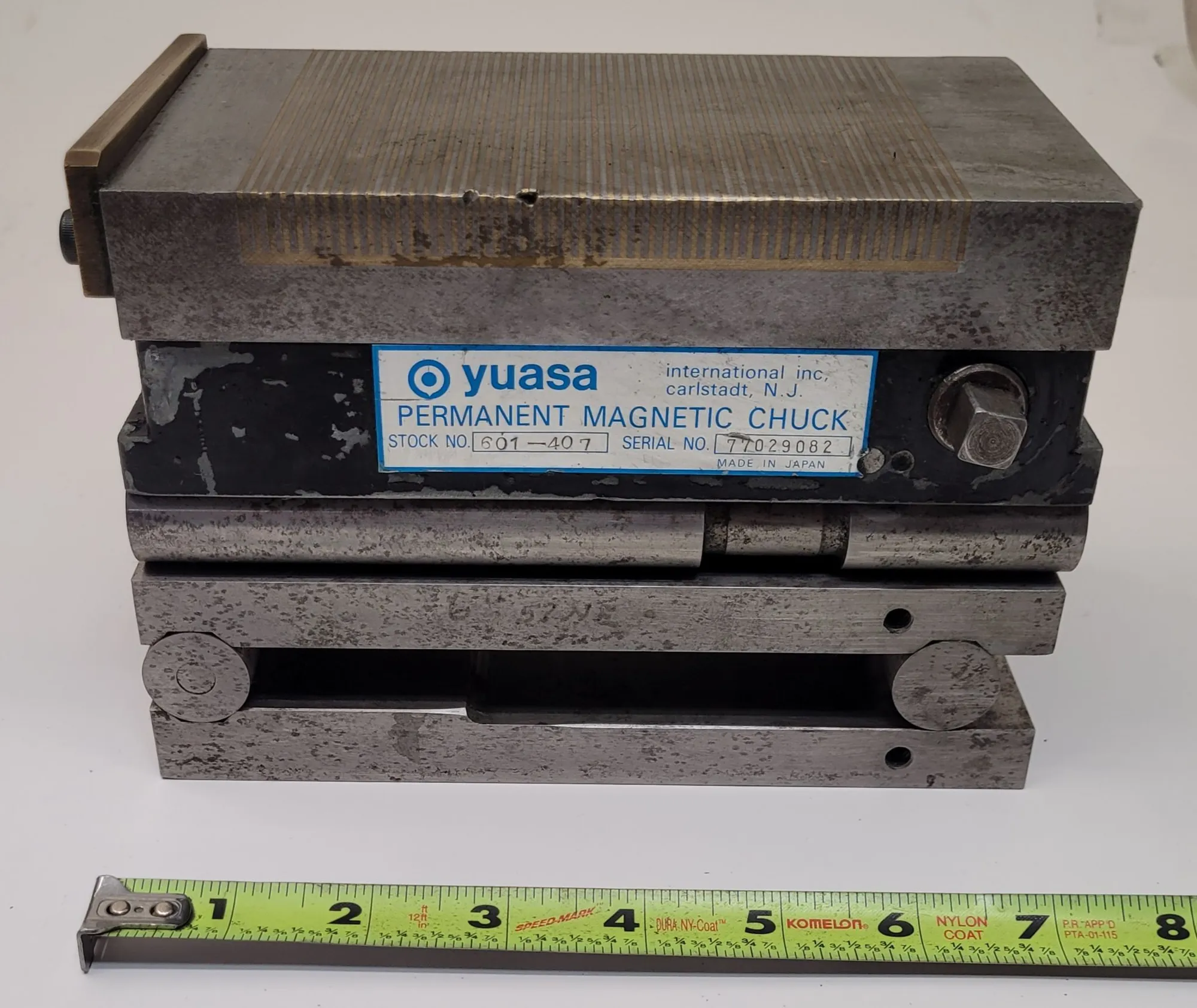4" x 7" Yuasa #601-407, permanent magnetic chuck, 5" H