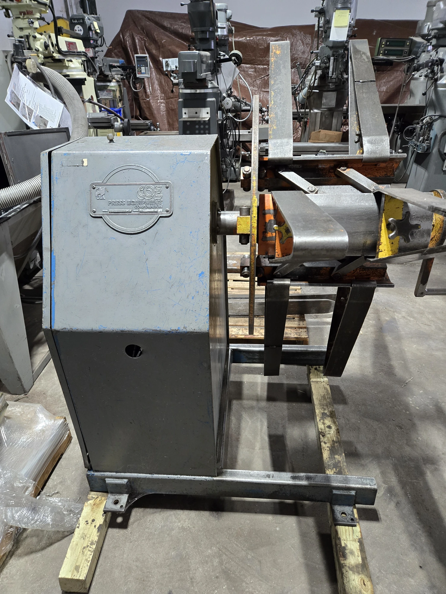 2500 lb. COE Press Equipment #CPR-PO-2512, pull off coil reel, 12" width, 60" outside dimensions, 16" - 21"