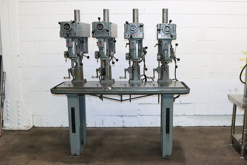 4 Spindle Clausing #1666, variable speed drill press station, 15" drills to center, 20" x60" tbl., 5/8"