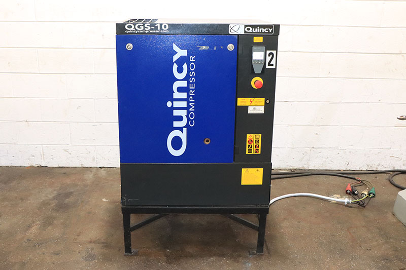 38 cfm, 125 psi, Quincy #QGS-10, rotary screw air compressor, 10 HP, 208 V., 3 Ph., 2018