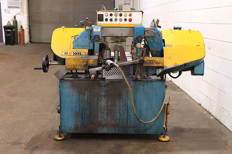 9" x 9" Royal #AUTO-10H, automatic horizontal band saw, 10" rounds, 1" x 144" blade, 70-267 FPM, feed vise
