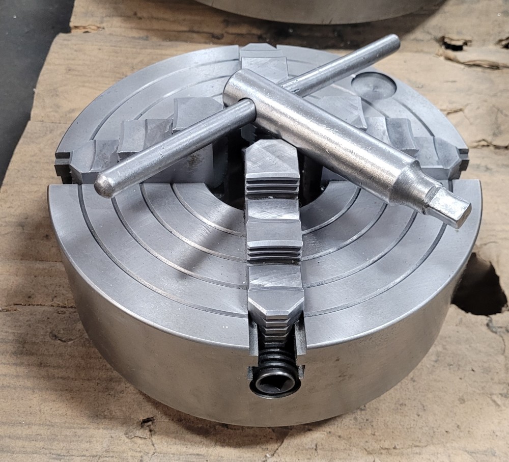 10" Bison, 4-jaw lathe chuck, D1-6 mount, 2-7/8" thru hole, w/ chuck key