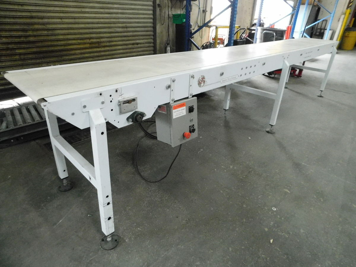 23" width x 15' L Shrink Tech Systems #STS-CB1523, Steel Belt Conveyor, 120 V., 1 Ph.