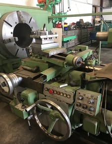 Image for 34" x 100" Broadbent Stanley #3380, 30" 4-jaw chuck, 16.25" spindle bore, 30 HP, 350 RPM, #5MT, 2-Axis digital read out, 1980, #L410628