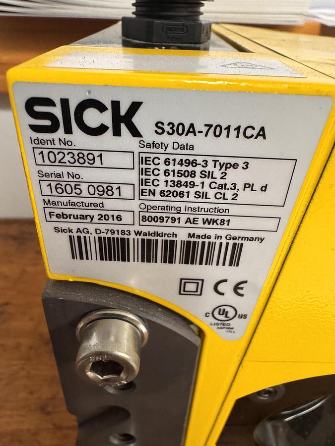Sick #S30A-7011CA, Safety Laser Scanner, 7 M Protective Range, 49 M Warning Field, 190&deg;, 2016