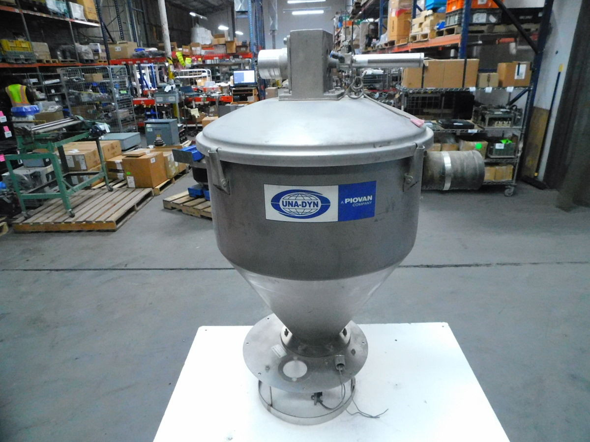 Una-Vin Piovan #LSDCAF211, Plastic Hopper Loader, 20" diameter, Stainless Steel