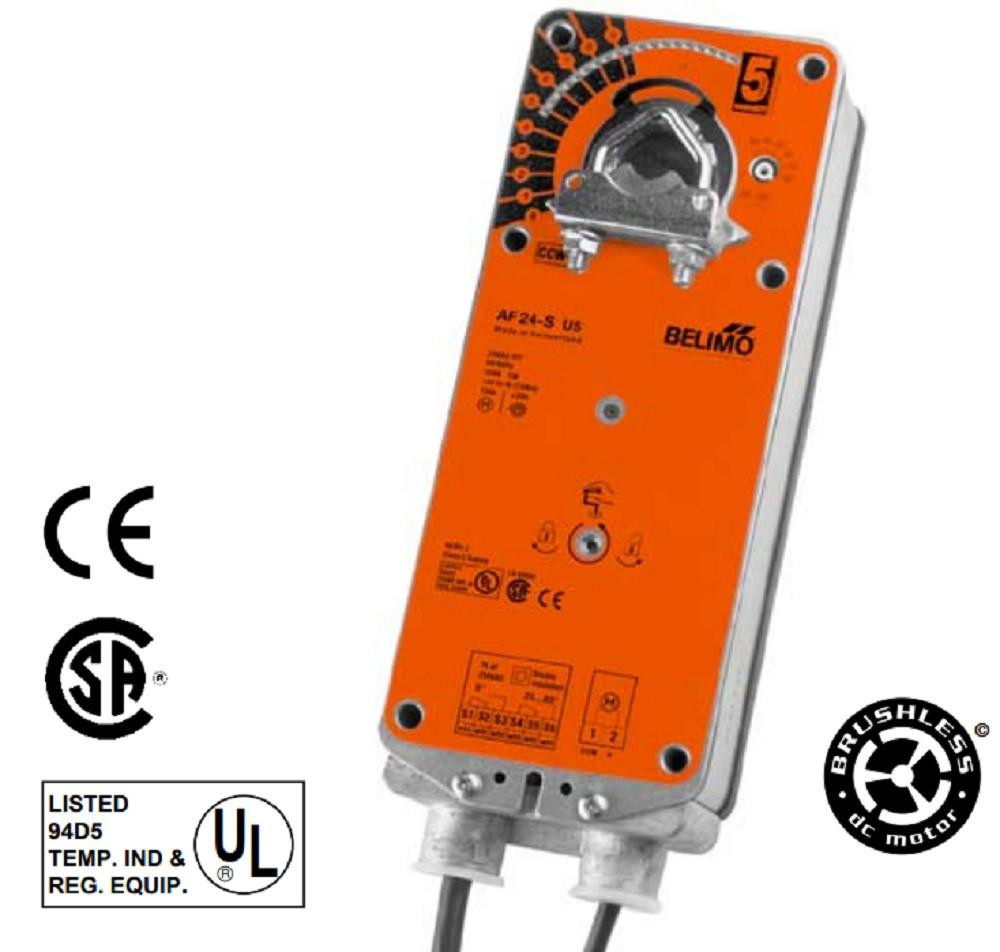 Belimo #AF24-S-US, HVAC Damper Actuator, on-off, spring return fail-safe, 95° rotation, (2) aux. switches