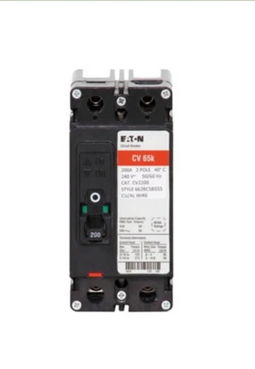 225 Amps, Eaton #CVS2225XMM, Molded Case Circuit Breaker, type CV, 2-pole, 42 kAIC, mounting kit, (2