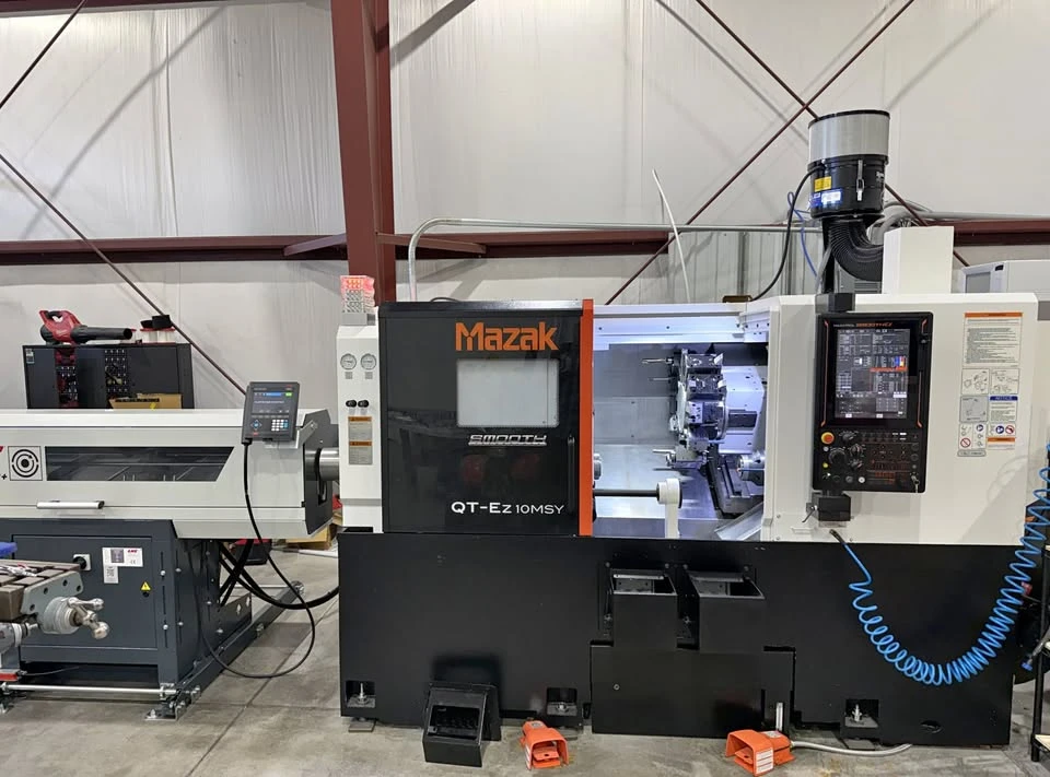 Mazak #QT-EZ-10MSY, CNC Lathe, 8.5" X, 4" Y, 23.75" Z, 27.4" swing, 20.78" machining length, 10"/6" chucks