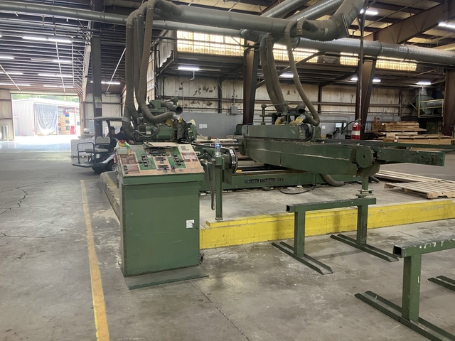 Challoner #C-900, double end tenoner, 120" x 60" load space, 7.5 HP tilting trim saws, 5 HP tenon, 7.5 HP