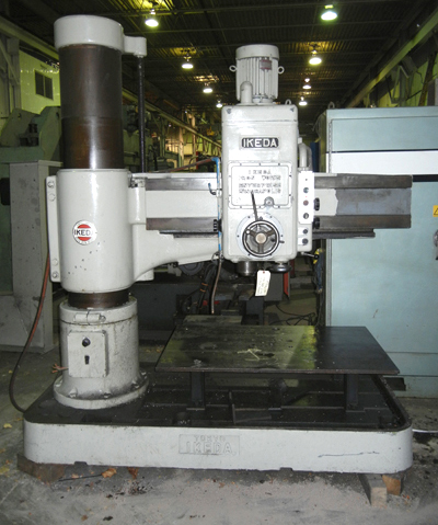 4' -1/2' -13-5/8" Ikeda #RM1300, radial arm drill, 2-1/4" steel drilling capacity, #5MT, 30-1440 RPM, power