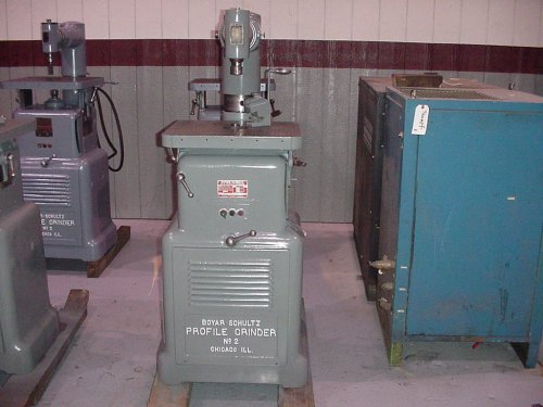 Boyar-Schultz #2-DS, double spindle profile grinder, 18" x 20" table, 10&deg; table tilt, 1/4" x 2-1/2" wheel
