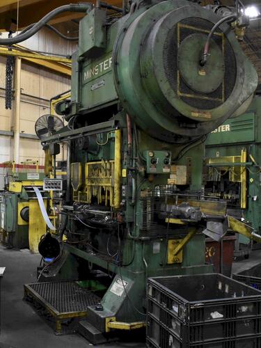 150 Ton, Minster #P2-150 Piece-Maker, high speed straight side press, 6" stroke, 23" Shut Height, 4"
