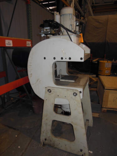 Fisher Dynamics, C-frame up-acting hydraulic press, 13" daylight, 16" throat, 11" x 9" base plate, 2 HP