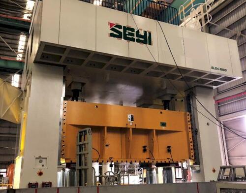 1100 Ton, Seyi #SLG4-1100, 4-point link motion straight side press, 13.7" stroke, 43.31" die height, 157.48"