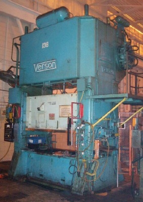 250 Ton, Verson #S2-250-84-48, straight side double crank press, 6" stroke, 27" Shut Height, 8" adj., 84" x