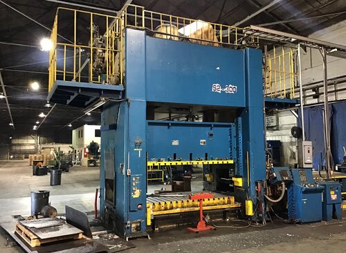 330 Ton, Stamtec #S2-330, straight side press, 10" stroke, 37" Shut Height, 8" adj., 98" x 48" bed, 30-60 SPM
