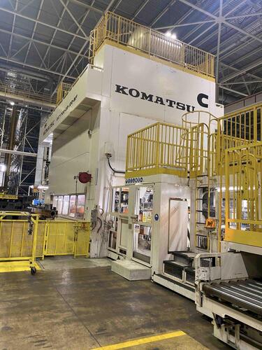 1700 Metric Ton, Komatsu #E4T1700-05-120-MF, straight side transfer press, 29.5" stroke, 53.2" die height