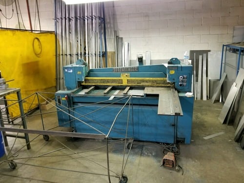 10 gauge x 5' Betenbender #60X10GA, hydraulic power squaring shear, 62" cutting length, 36" hydraulic back
