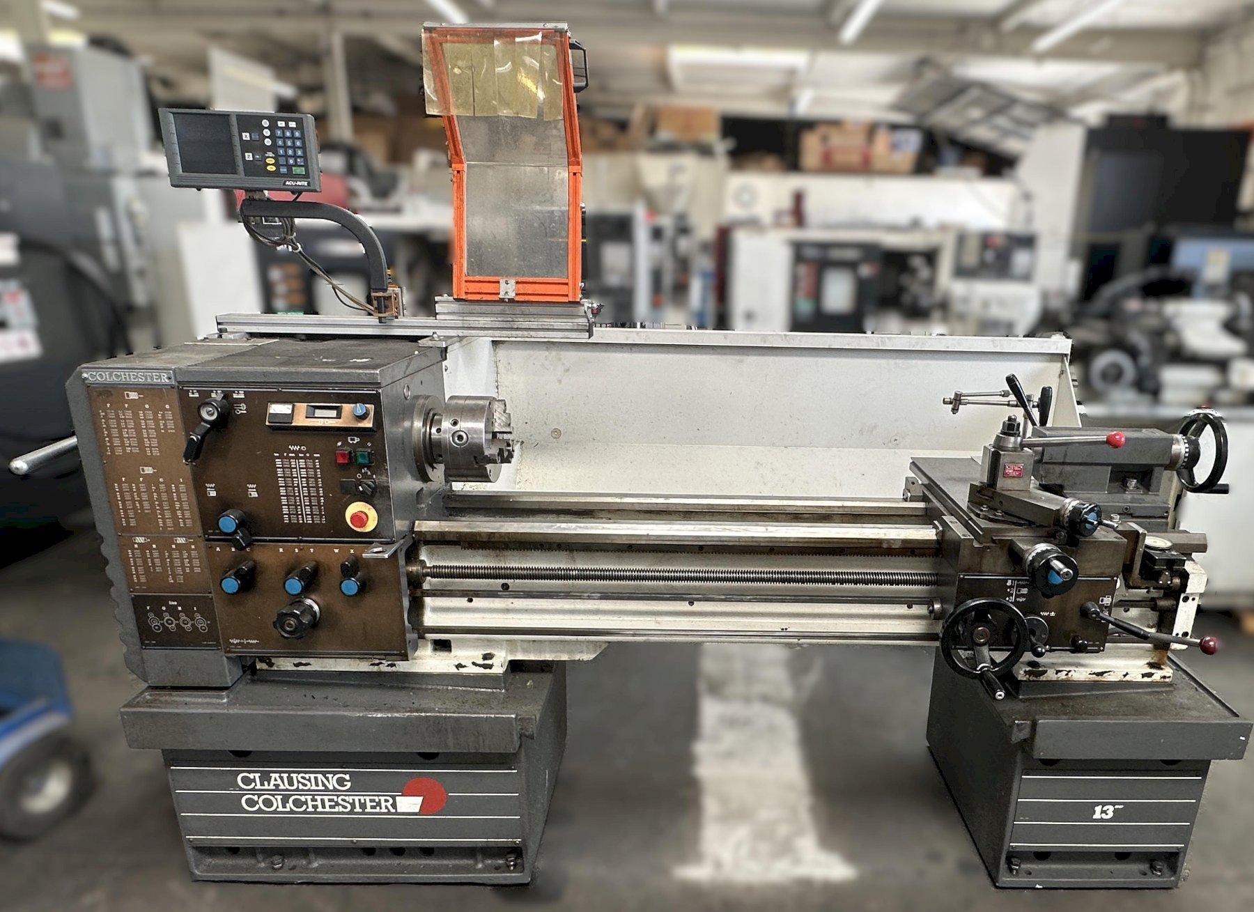 13.7"/21" Clausing Colchester, gap bed engine lathe, 1.6" bore, D1-4 camlock, 10 HP, 8" 3-jaw chuck, 5C