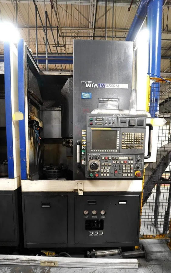 Hyundai Wia #LV450RM, vertical turret lathe with milling, Fanuc 32iA Control, 24.4" swing, 12" chuck, 29.5