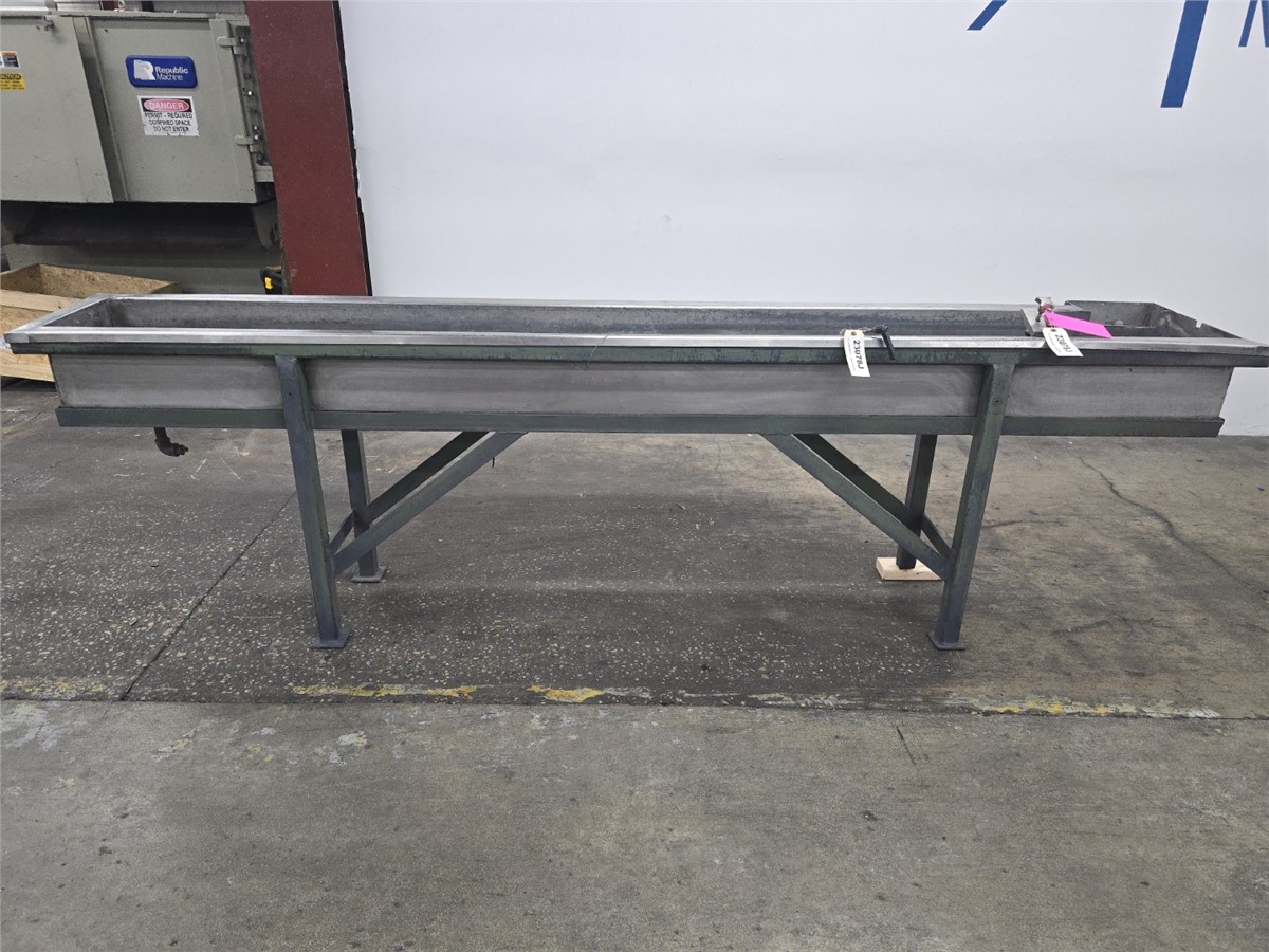 12" width x 10" D x 10' L MGB Engineering, pelletizing water bath, 37" infeed height, 3 adjustable roller