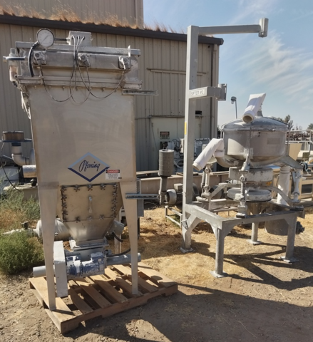 Pfening, pneumatic conve, 36" in-line flow-through sifter, dust collection, 40 HP Howden rotary lobe main
