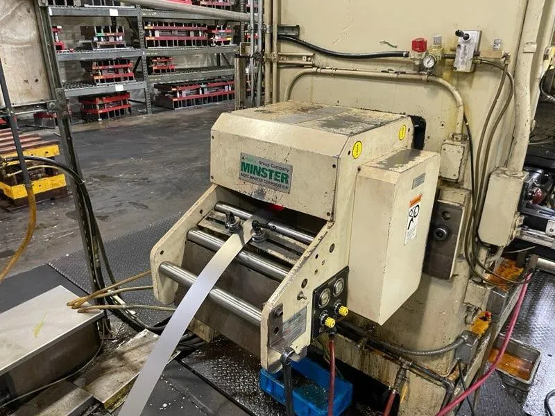 14" x .12" Minster #MEF3-14S, servo roll feed, 2.5" roll diameter, pilot release, cascade loop