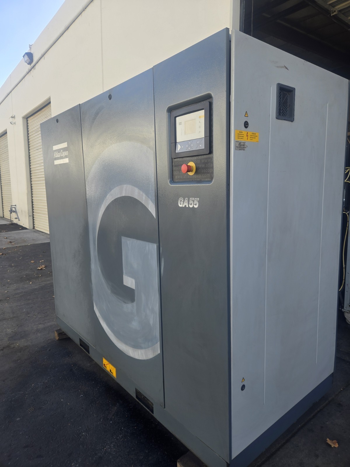 Atlas Copco #GA55VSD-FF, rotary screw air compressor, 75 HP, 460 V., 17000 load hours, 2016