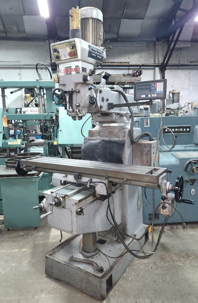 Cleveland #K5F, large vertical milling machine, 11" x58'table, power feed on table, 2-Axis Newall digital