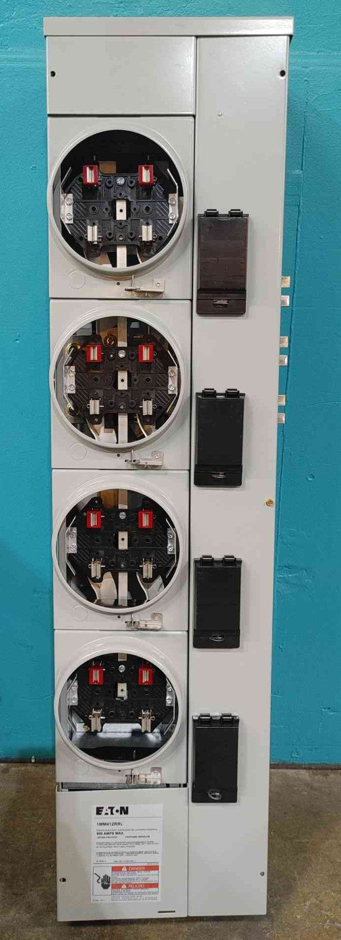 Eaton #1MM412RRL, Ringless Meter Stack, 4 gang, 800A bus, 120/240 Volts, new (2 available)