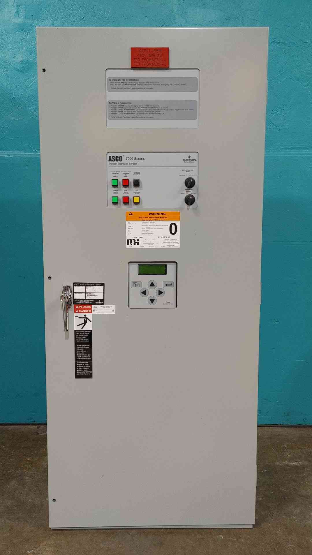 65 Amp. ASCO 7000 Series #J7ADTS030150N5XC, Automatic Transfer Switch, 480 Volts, 3 Phase