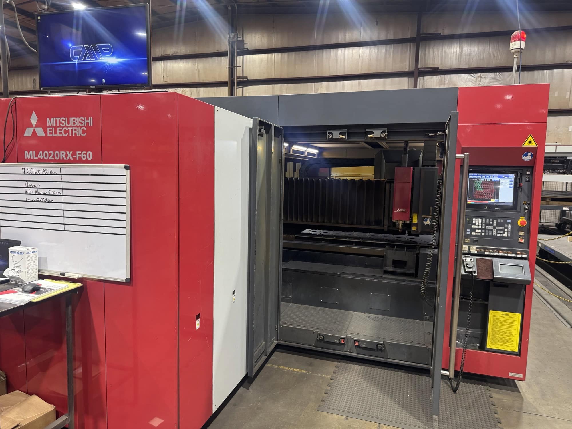 Mitsubishi #ML4020RX-F60, Fiber Laser, 8,000 watt, 6' x 12' table, 161.4" X, 82.7" Y, 5.9" Z, dual pallet