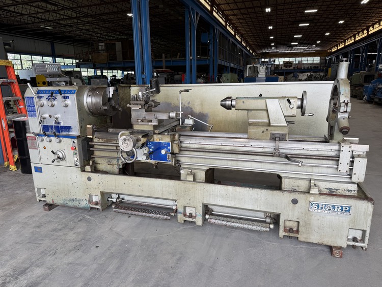 26" x 80" Sharp #2680B, engine lathe, 17" swing over cross slide, 3-jaw 12.5" chuck, 2-Axis digital read out