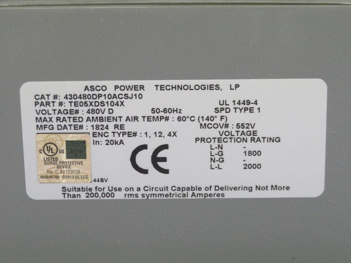 ASCO #430480DP10ACSJ10, Surge Suppressor, TE05XDS104X
