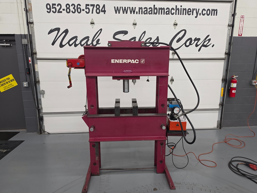 75 Ton, Enerpac, H-Frame Traveling Head Hydraulic Press, 35" between uprights, 42" daylight, 13.25" stroke