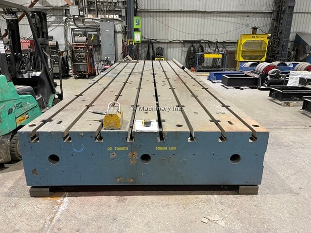 96" x 324" x 29.5" H heavy duty T-slotted table, 55,000 lb.