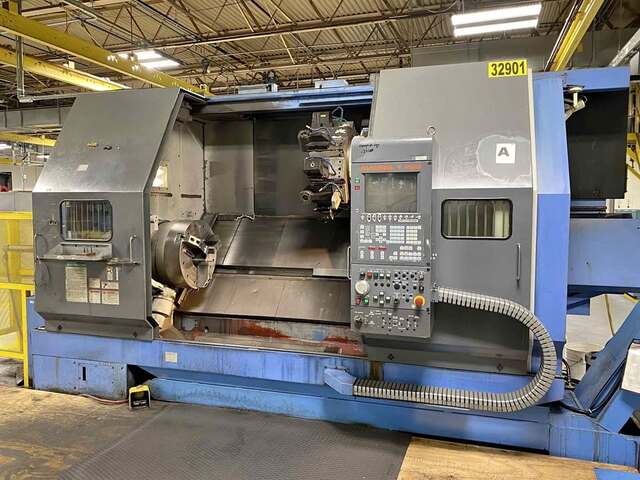 Mazak #Slant-Turn-50N, CNC chucker lathe, 31.7" swing, 28" max. turning diameter, 18" chuck, 40 HP, 1998
