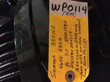 350 HP 1786 RPM Siemens, Frame 315, TEFC, 385 amp, 460 Volts